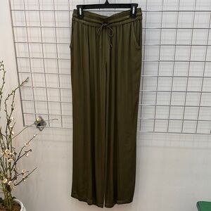 Olive Green Wide-Leg Pants